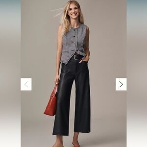 Anthropologie The Colette Faux-Leather Cropped Wide-Leg Pants by Maeve Sz 26